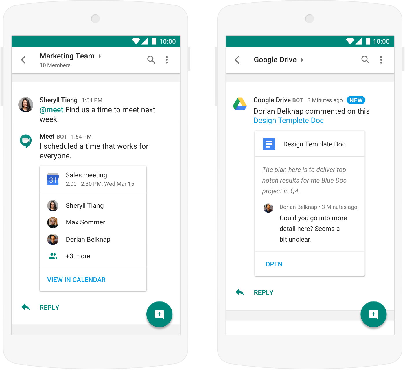 Hangouts Chat Mobile Interface